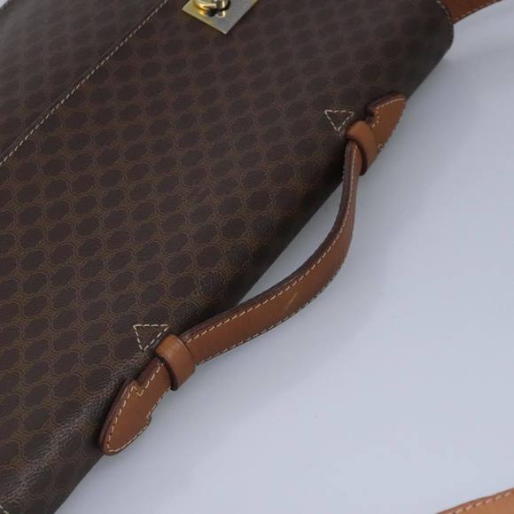 CELINE Macadam Canvas Business Bag PVC Leather 2way Brown Gold Auth 96233 - Picture 6 of 16